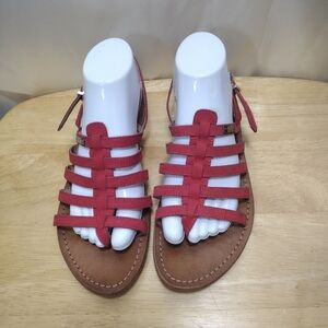 Les Tropeziennes Par M Belarbi Sandals Red Leather  Size 41 US 9